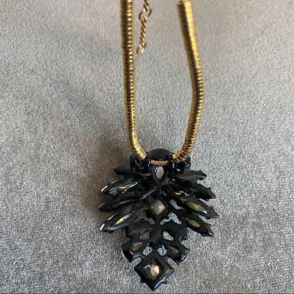 J.crew clear Crystal rhinestone gold-tone pendant necklace wedding prom - Picture 6 of 7